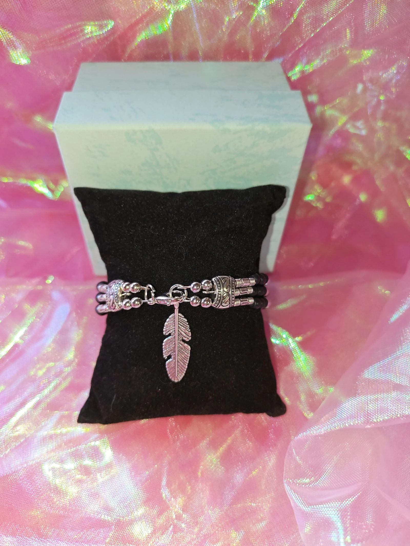 Zwarte en zilveren kralenarmband – photo 2